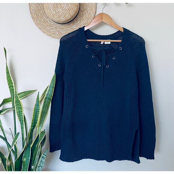 Anthropologie Moth Ashbury Chunky Knit Reglan Lace Asweater - Picture 3 of 6